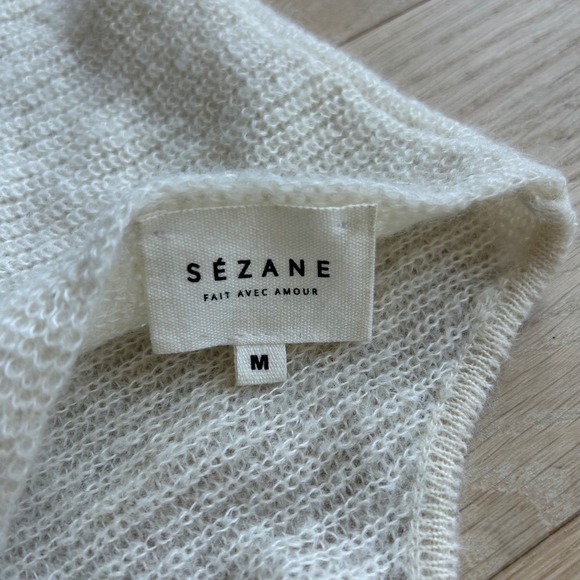 Sezane Mohair Alpaca Lace Up Sweater Cream White Back Coquette Size M Italy - Picture 5 of 13